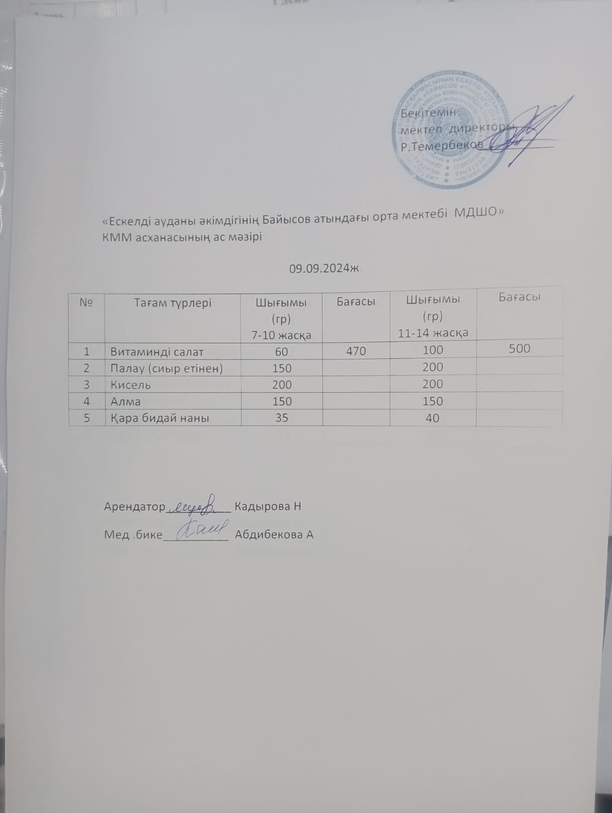 Ас мәзірі